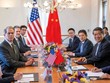 Các quan chức cấp cao của Mỹ và Trung Quốc gặp nhau tại Geneva vào ngày 11/5/2025. Hai bên đã nhất trí áp dụng cắt giảm hầu hết các mức thuế quan vào ngày 14/5. Ảnh: AFP 