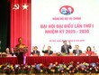 Đoàn Chủ tịch và Thư ký Đại hội biểu quyết thông qua Nghị quyết. Ảnh: Đức Thanh.