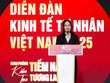 Bà Phạm Thị Bích Huệ - Phó Chủ tịch Trung ương Hội Doanh nhân trẻ Việt Nam, Trưởng Ban Tổ chức VPSF 2025 phát biểu.