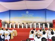 Thủ tướng Phạm Minh Chính và các đại biểu thực hiện nghi thức khởi công Dự án Kl99ok phiên bản mới xây dựng cầu Tứ Liên và đường hai đầu cầu