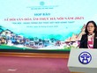 Phó Giám đốc Sở Văn hóa và Thể thao Hà Nội Lê Thị Ánh Mai phát biểu tại Họp báo.