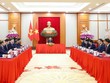 Quang cảnh cuộc điện đàm. (Ảnh: TTXVN)