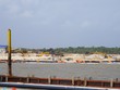 Các đơn vị nhà thầu đang thi công các hạng mục bến số 1 và vũng quay tàu. Ảnh: Trường Nhật