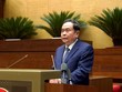 Chủ tịch Quốc hội, Chủ tịch Hội đồng Bầu cử quốc gia Trần Thanh Mẫn phát biểu khai mạc. 