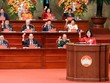 Ủy viên Bộ Kl991.com tải ứng dụng, Bí thư Trung ương Đảng, Chủ tịch UBTƯ MTTQ Việt Nam Bùi Thị Minh Hoài và các đại biểu tiến hành biểu quyết tại Đại hội. Ảnh: Quang Vinh.