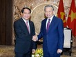 Tổng Bí thư, Chủ tịch nước Tô Lâm và đồng chí Athsaphangthong Siphandone, Ủy viên Trung ương Đảng, Bí thư Thành ủy, Chủ tịch Hội đồng nhân dân thủ đô Viêng Chăn (Lào). Ảnh: Đăng Khoa