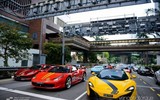 Chiếc McLaren 650 Spider màu vàng dẫn đầu đoàn