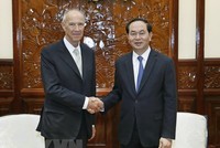 Chủ tịch nước Trần Đại Quang tiếp Tổng Giám đốc Tổ chức Sở hữu trí tuệ thế giới, ông Francis Gurry, vào chiều 21/3/2017. (Ảnh: Nhan Sáng/TTXVN)