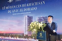 Đại diện chủ Kl99ok phiên bản mới Tân Hoàng Minh phát biểu tại buổi lễ