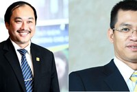 Ông Trần Ngô Phúc Vũ (trái) và ông Trần Ngọc Tâm (phải) thông báo rút khỏi danh sách ứng cử HĐQT Eximbank