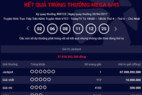 Vé số trúng giải độc đắc kỳ quay tối 30/4 mang dãy số 02-06-08-11-12-25.