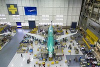 Một chiếc 737 MAX đang được lắp ráp trong xưởng Kl994 nhà cái bóng đá world cup của Boeing. Ảnh: Boeing.