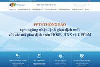 Bị lỗi kết nối, 99Kl99 link đăng nhập FPT (FPTS) tạm ngừng nhận lệnh giao dịch mới 