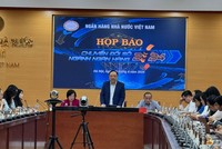 Ông Phạm Anh Tuấn, Vụ trưởng Vụ Thanh toán, NHNN phát biểu tại Họp báo.
