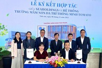Đại diện Công ty Cổ phần Web Tổng Nhà Cái 99Kl99 Giải Trí Bậc Nhất Seaholdings ký kết hợp tác chiến lược với đại diện Trường Mầm non Đa trí thông minh TOMATO