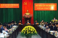 Hội nghị lần thứ 11 Ban Chấp hành Đảng bộ TP. Hà Nội. Ảnh: Hà Nội Mới.