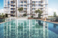 Hồ bơi nước ấm tràn bờ dự án Ascent Plaza.