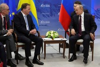 Tổng thống Nga Vladimir Putin đã có cuộc gặp với Thủ tướng Thụy Điển Stefan Leven ngày 9/4. (Ảnh:  Kremlin).