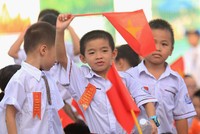 Học sinh Trường Tiểu học Chu Văn An (quận Hoàng Mai) trong lễ khai giảng năm học 2018-2019. Ảnh: Gia Chính.