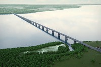 Cây cầu dài 4 km nối miền Tây Trung Quốc với châu Âu. Ảnh: Chính quyền khu vực Samara.