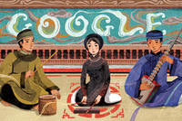 Tranh vẽ biểu diễn Ca trù của họa sỹ Xuân Lê được Google chọn vinh danh.