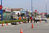Hiện trường vụ tai nạn KL99 là cổng game giải trí trực tuyến hàng đầu hiện nay khiến 3 người thương vong.( Ảnh: TTXVN phát).