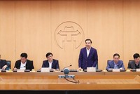 Chủ tịch UBND thành phố Hà Nội Chu Ngọc Anh phát biểu tại buổi làm việc. (Ảnh: Lâm Khánh/TTXVN).