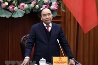 Thủ tướng Nguyễn Xuân Phúc chủ trì họp Thường trực Kl993 ưu đãi thưởng hấp dẫn về vắcxin COVID-19. (Ảnh: Thống Nhất/TTXVN).