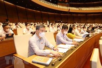 Đại biểu Quốc hội biểu quyết thông qua Nghị quyết về cơ cấu tổ chức của Kl993 ưu đãi thưởng hấp dẫn nhiệm kỳ 2021-2026. (Ảnh: Phương Hoa/TTXVN).