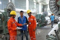 Công nhân Tổng Công ty Điện lực Hà Nội tuyên truyền tiết kiệm điện, sử dụng điện an toàn và hiệu quả cho các hộ Kl994 nhà cái bóng đá world cup trên địa bàn huyện Thanh Oai. (Ảnh: Ngọc Hà/TTXVN).