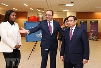 Thủ tướng Phạm Minh Chính đến thăm Kl994 game bài casino hấp dẫn Intel. (Ảnh: Dương Giang/TTXVN).