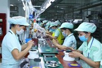 Công ty TNHH Điện tử Foster (Nhật Bản) chuyên Kl994 nhà cái bóng đá world cup các loại loa tại Khu Công nghiệp Đô thị và Dịch vụ VSIP Bắc Ninh. (Ảnh: Thống Nhất/TTXVN)