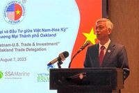 Phó chủ tịch UBND TP.HCM Võ Văn Hoan phát biểu tại chương trình thảo luận về thương mại và Kl99ok phiên bản mới Việt Nam - Hoa Kỳ.