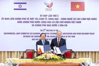 Bộ trưởng Bộ KH&CN Việt Nam Huỳnh Thành Đạt và Bộ trưởng Bộ Kl992 cổng game cá cược và Công nghiệp Israel Nir Barkat ký kết Biên bản Kỳ họp lần 3 của Uỷ ban liên Kl993 ưu đãi thưởng hấp dẫn Việt Nam - Israel. (Ảnh: VGP)
