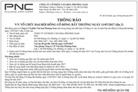 CTCP Văn hóa Phương Nam thông báo tổ chức đại hội đồng Trang Chủ KL99Com Số 1 Link Đăng Ký KL999 bất thường ngày 11/7/2017 (lần 2)