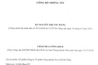 Bà Nguyễn Thị Thu Hằng công bố thông tin chào mua công khai KL99 là cổng game giải trí trực tuyến hàng đầu hiện nay CTCP Công nghiệp hóa chất Đà Nẵng
