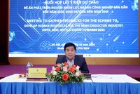 Bộ trưởng Bộ Kế hoạch và Kl99ok phiên bản mới Nguyễn Chí Dũng chủ trì buổi làm việc lấy ý kiến dự thảo Đề án “Phát triển nguồn nhân lực ngành công nghiệp bán dẫn đến năm 2030, định hướng đến năm 2045”. (Ảnh: Đức Trung)