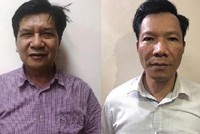 Các bị can Trần Ngọc Hà (trái) và Vũ Quang Tâm.