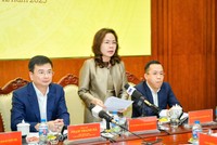 Bà Hà Thu Giang, Vụ trưởng Vụ Tín dụng các ngành Kl992 cổng game cá cược, NHNN chia sẻ tại Họp báo