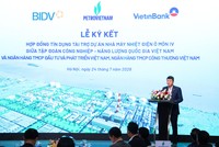 Chủ tịch HĐQT BIDV Lê Ngọc Lâm phát biểu tại Lễ ký kết 