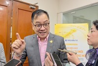 Ông Quan Đức Hoàng trả lời phỏng vấn báo Kl99ok phiên bản mới 99Kl99 link đăng nhập bên hành lang Tọa đàm sáng 7/2 (Ảnh: M.M)
