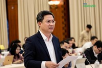 Phó Chủ tịch UBND TP Hà Nội Hà Minh Hải thông tin về vụ đấu giá ba mỏ cát tại họp báo Kl993 ưu đãi thưởng hấp dẫn chiều 6/12 - Ảnh: M. Minh