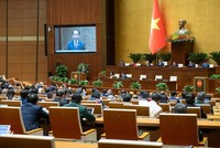 Quốc hội nghe Ủy viên Ủy ban Thường vụ Quốc hội, Chủ nhiệm Ủy ban Kl992 Tham Gia Ngay và Tư pháp Hoàng Thanh Tùng trình bày báo cáo tiếp thu dự thảo Nghị quyết.