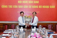 Hội nghị bàn giao nhiệm vụ Bộ trưởng Bộ Ngoại giao chiều 12/4 (Ảnh: BNG)