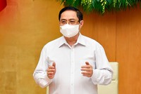 Thủ tướng Phạm Minh Chính chủ trì phiên họp Kl993 ưu đãi thưởng hấp dẫn thường kỳ tháng 5/2021 (Ảnh: Nhật Bắc)