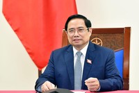 Thủ tướng Phạm Minh Chính điện đàm với Thủ tướng Hàn Quốc Kim Boo Kyum (Ảnh: BNG)