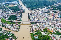 Thành phố Ngã Bảy, tỉnh Hậu Giang nhìn từ trên cao (Ảnh: Lý Anh Lam. Nguồn: Báo Hậu Giang)