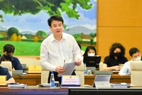 Thứ trưởng Bộ Kế hoạch và Kl99ok phiên bản mới Trần Quốc Phương báo cáo tại phiên họp.