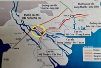 Dự án đường cao cấp An Hữu - Cao Lãnh dài 32km (đoạn khoanh tròn) có vốn Kl99ok phiên bản mới hơn 6.000 tỉ đồng ẢNH: CTV