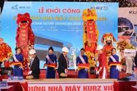 Lãnh đạo tỉnh Bình Định và nhà Kl99ok phiên bản mới thực hiện nghi thức khởi công dự án đầu tiên trong Khu công nghiệp Becamex VSIP Bình Định
